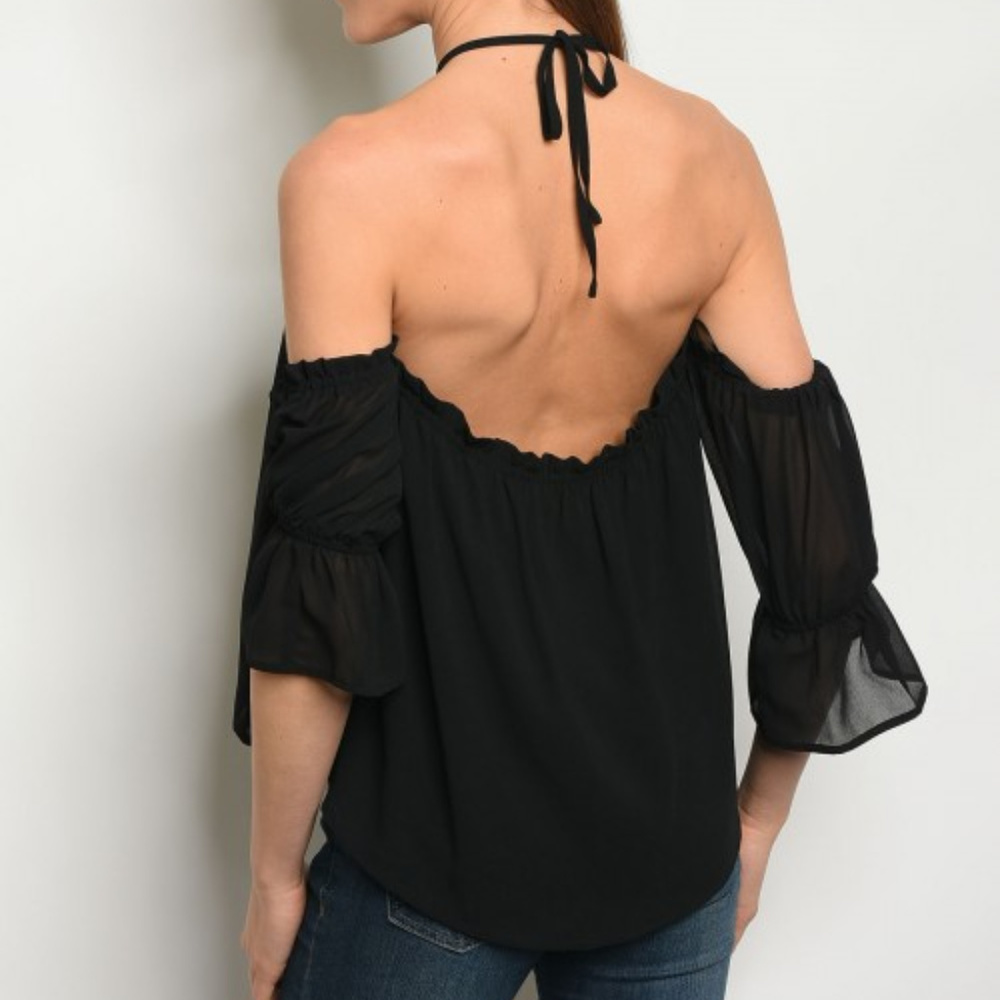Halter neck tie chiffon blouse @LAST ONE - Picture 3 of 5